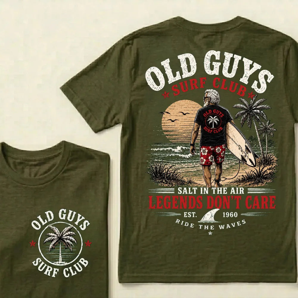 Custom EST.Year Vintage Beach "Old Guys Surf Club" Casual Graphic T-Shirt