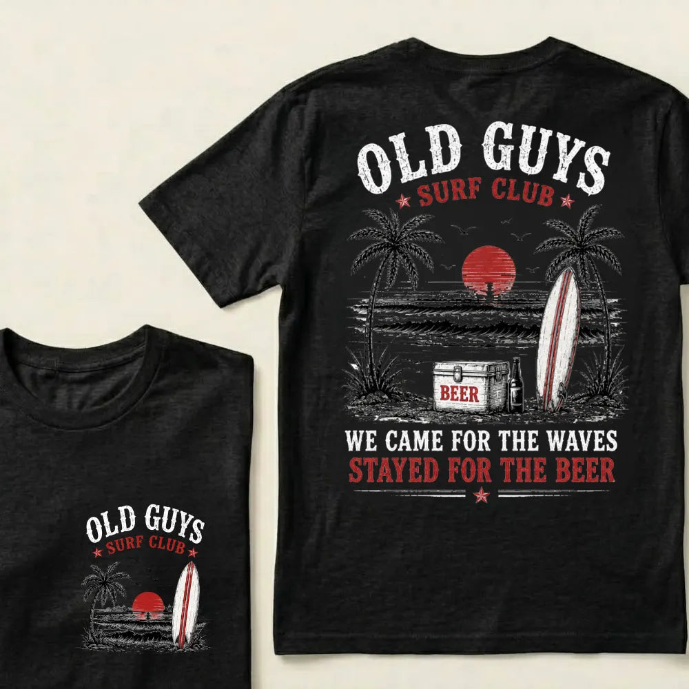"Old Guys Surf Club" Vintage Beach Beer Casual Graphic T-Shirt