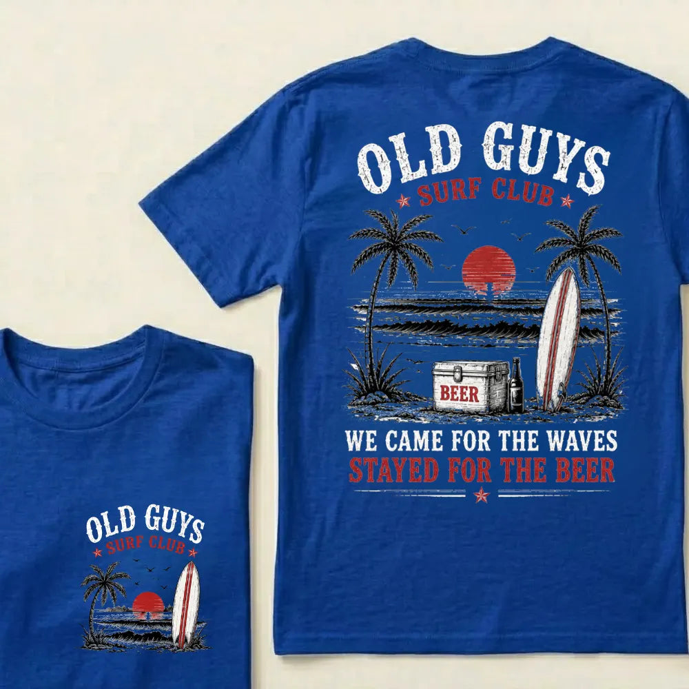 "Old Guys Surf Club" Vintage Beach Beer Casual Graphic T-Shirt