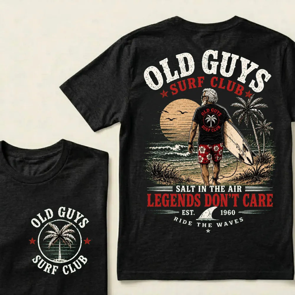 Custom EST.Year Vintage Beach "Old Guys Surf Club" Casual Graphic T-Shirt