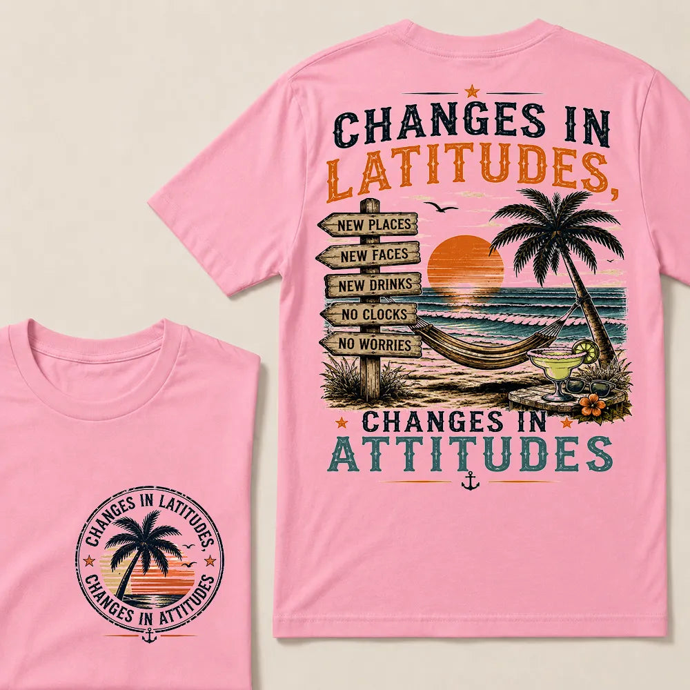"Changes In Latitudes, Changes In Attitudes" Vintage Beach Crew Neck T-Shirt