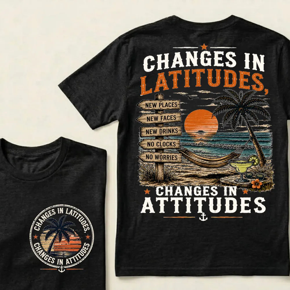 "Changes In Latitudes, Changes In Attitudes" Vintage Beach Crew Neck T-Shirt