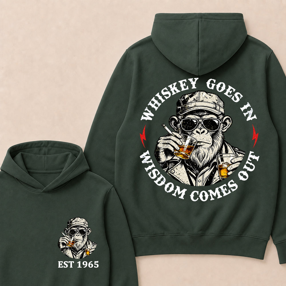 Whiskey Goes In Wisdom Comes Out Custom Est.Year Hoodie