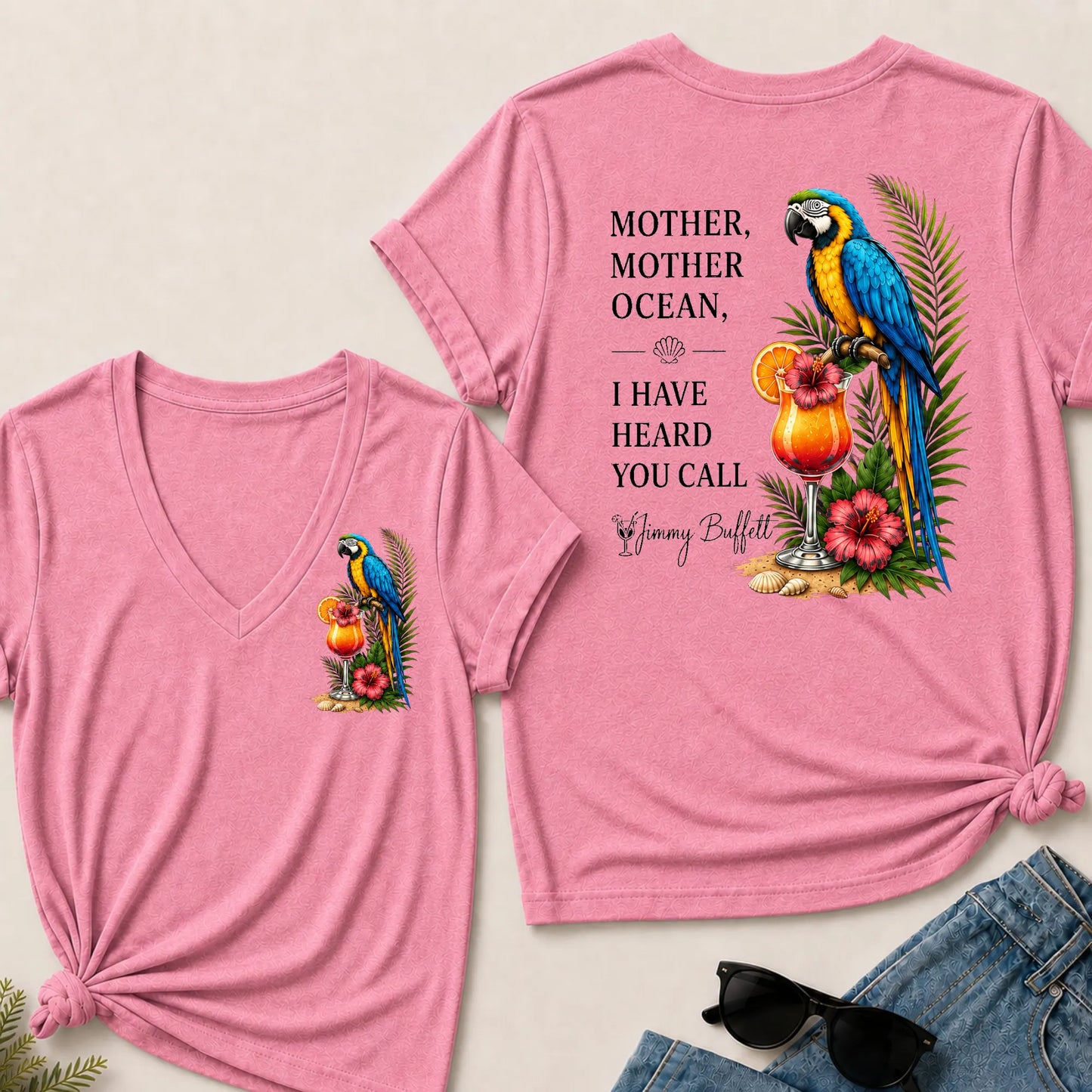 Mother Mother Ocean I Have Heard You Call Jimmy Buffett V-Neck T-Shirt