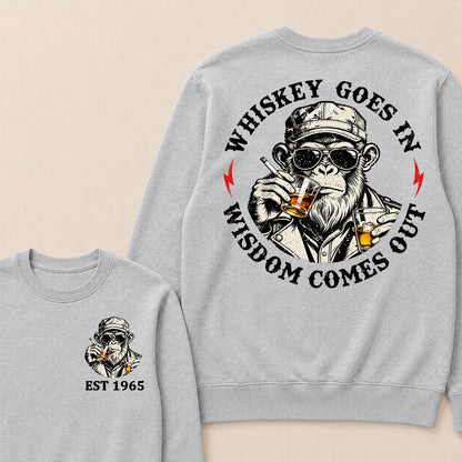 Whiskey Goes In Wisdom Comes Out Custom Est.Year Crewneck