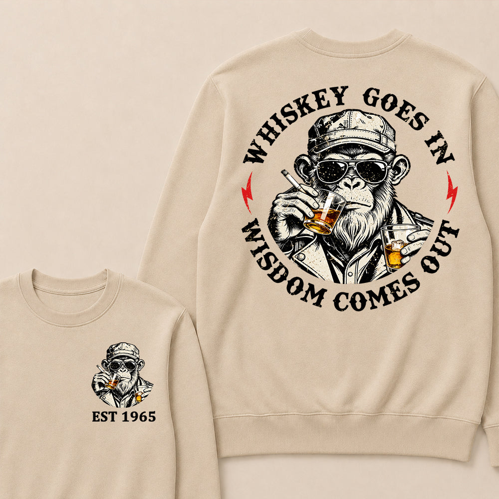 Whiskey Goes In Wisdom Comes Out Custom Est.Year Crewneck