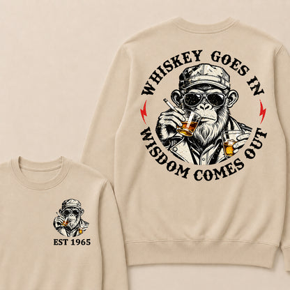 Whiskey Goes In Wisdom Comes Out Custom Est.Year Crewneck