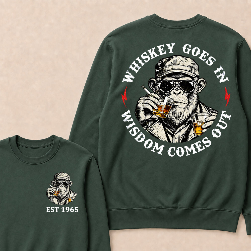 Whiskey Goes In Wisdom Comes Out Custom Est.Year Crewneck