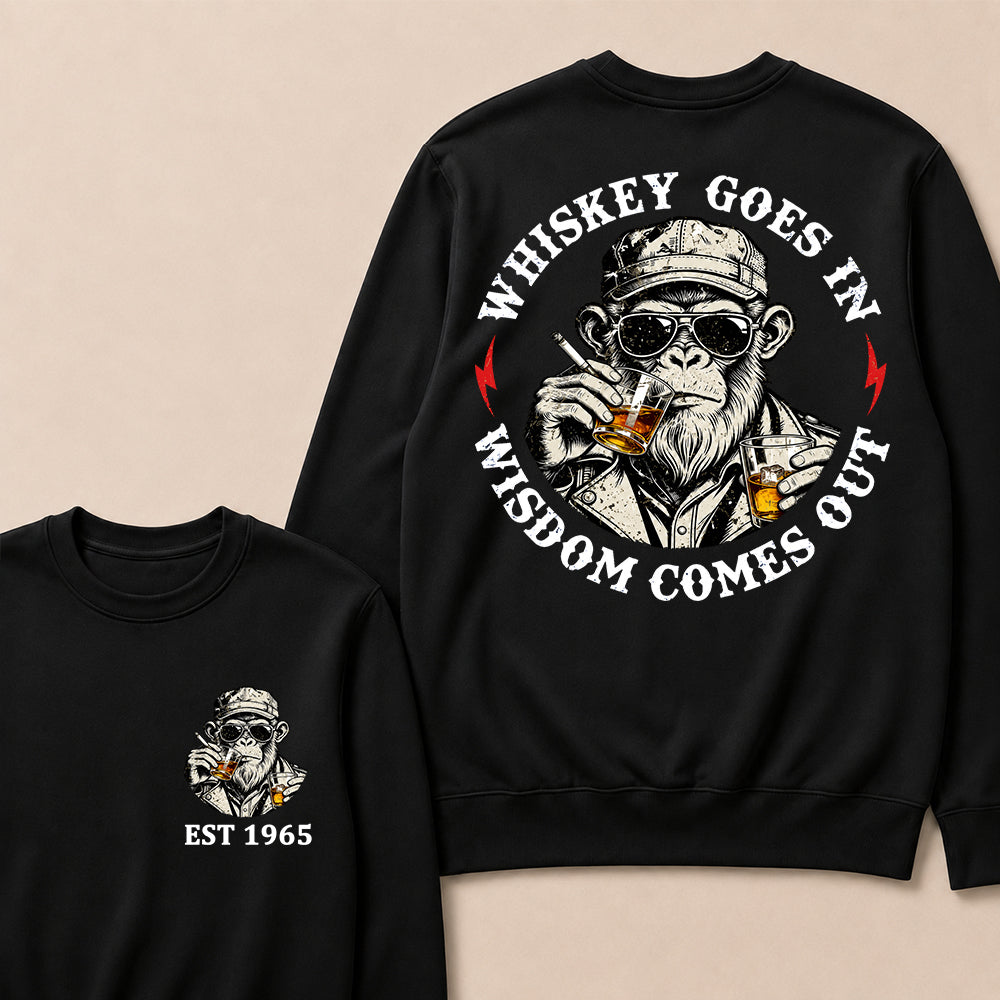 Whiskey Goes In Wisdom Comes Out Custom Est.Year Crewneck