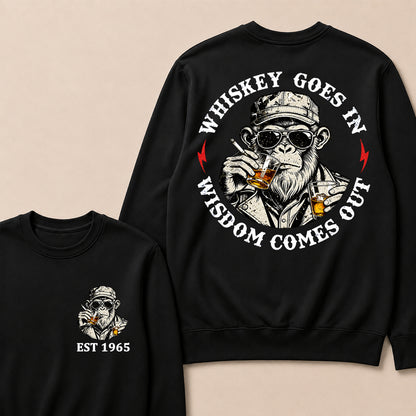 Whiskey Goes In Wisdom Comes Out Custom Est.Year Crewneck