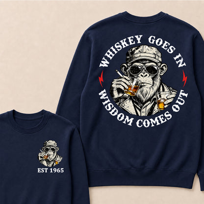 Whiskey Goes In Wisdom Comes Out Custom Est.Year Crewneck