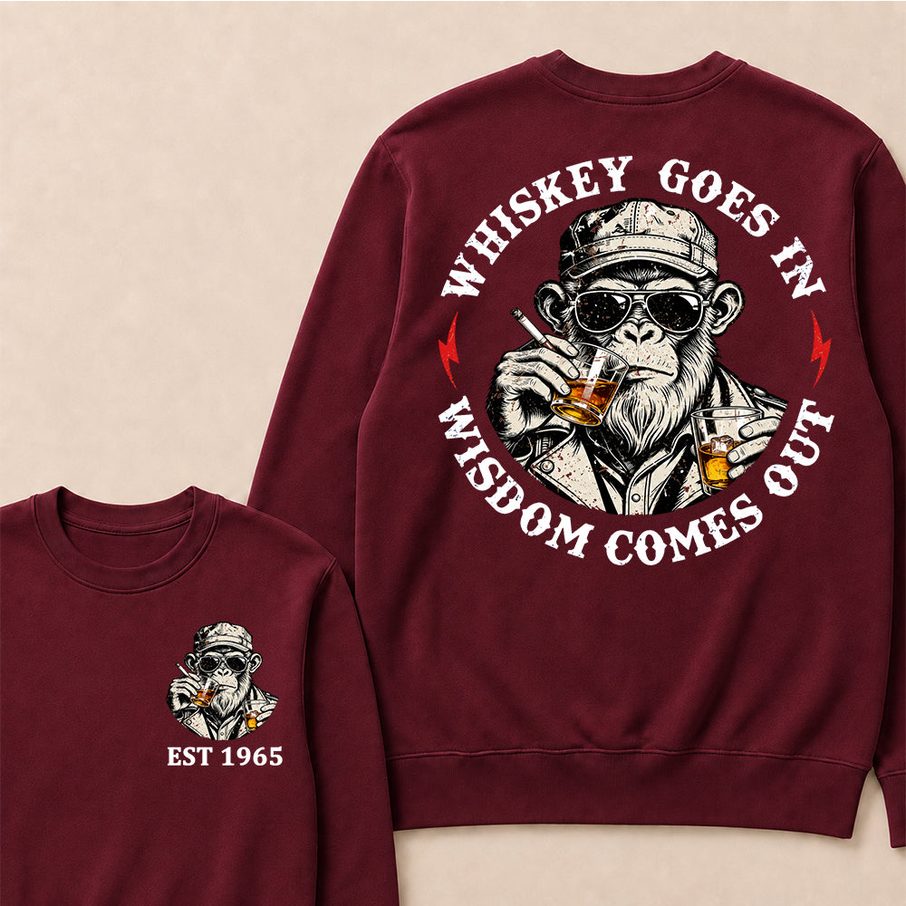 Whiskey Goes In Wisdom Comes Out Custom Est.Year Crewneck