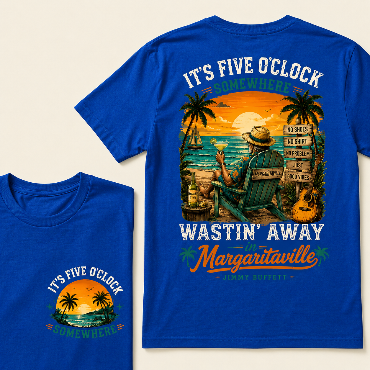 It's Five O'Clock Somewhere Wastin' Away in Margaritaville Vintage Beach Sunset T-Shirt T-shirt