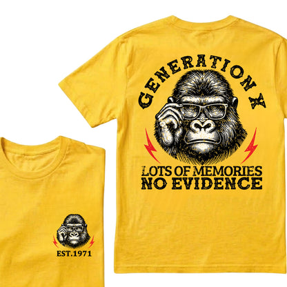 Generation X Lots Of Memories No Evidence Custom Est.Year T-Shirt