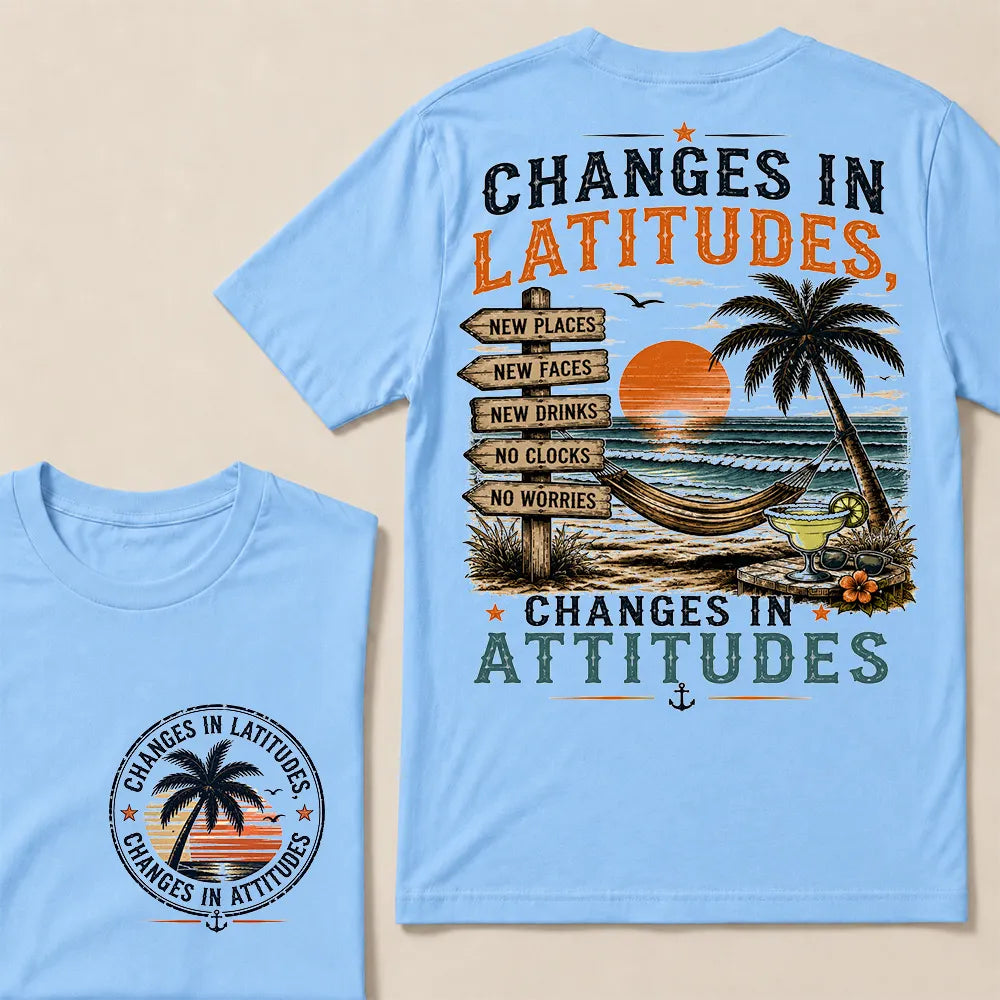 "Changes In Latitudes, Changes In Attitudes" Vintage Beach Crew Neck T-Shirt