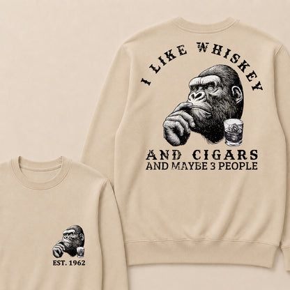 I Like Whiskey and Cigars and Maybe 3 People Custom Est.Year Crewneck