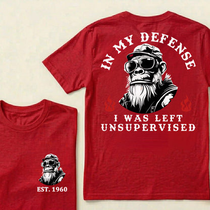 In My Defense I Was Left Unsupervised Custom Est.Year T-Shirt