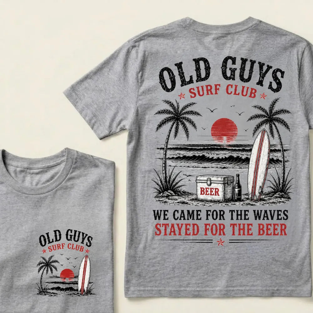 "Old Guys Surf Club" Vintage Beach Beer Casual Graphic T-Shirt
