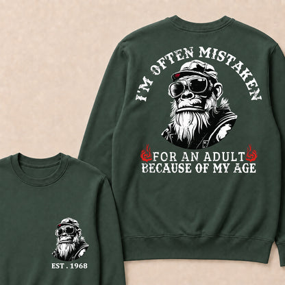 I'm Often Mistaken For An Adult Because Of My Age Custom Est.Year Crewneck