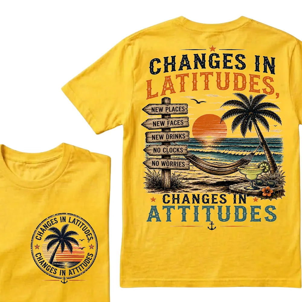 "Changes In Latitudes, Changes In Attitudes" Vintage Beach Crew Neck T-Shirt