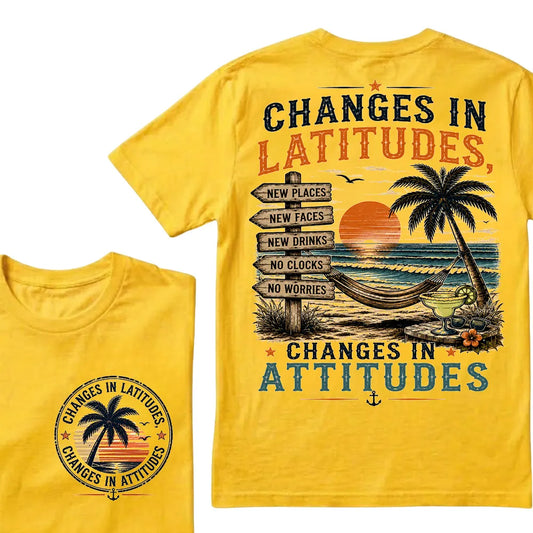 "Changes In Latitudes, Changes In Attitudes" Vintage Beach Crew Neck T-Shirt