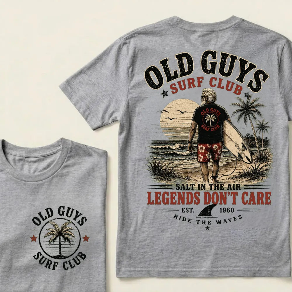 Custom EST.Year Vintage Beach "Old Guys Surf Club" Casual Graphic T-Shirt