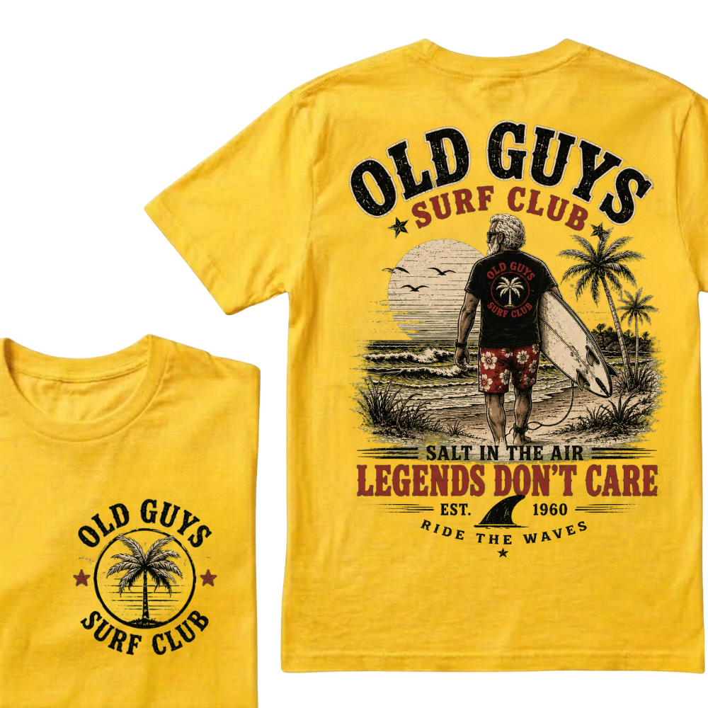 Custom EST.Year Vintage Beach "Old Guys Surf Club" Casual Graphic T-Shirt