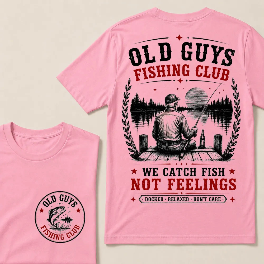 "Old Guys Fishing Club – We Catch Fish, Not Feelings" Crew Neck Tee