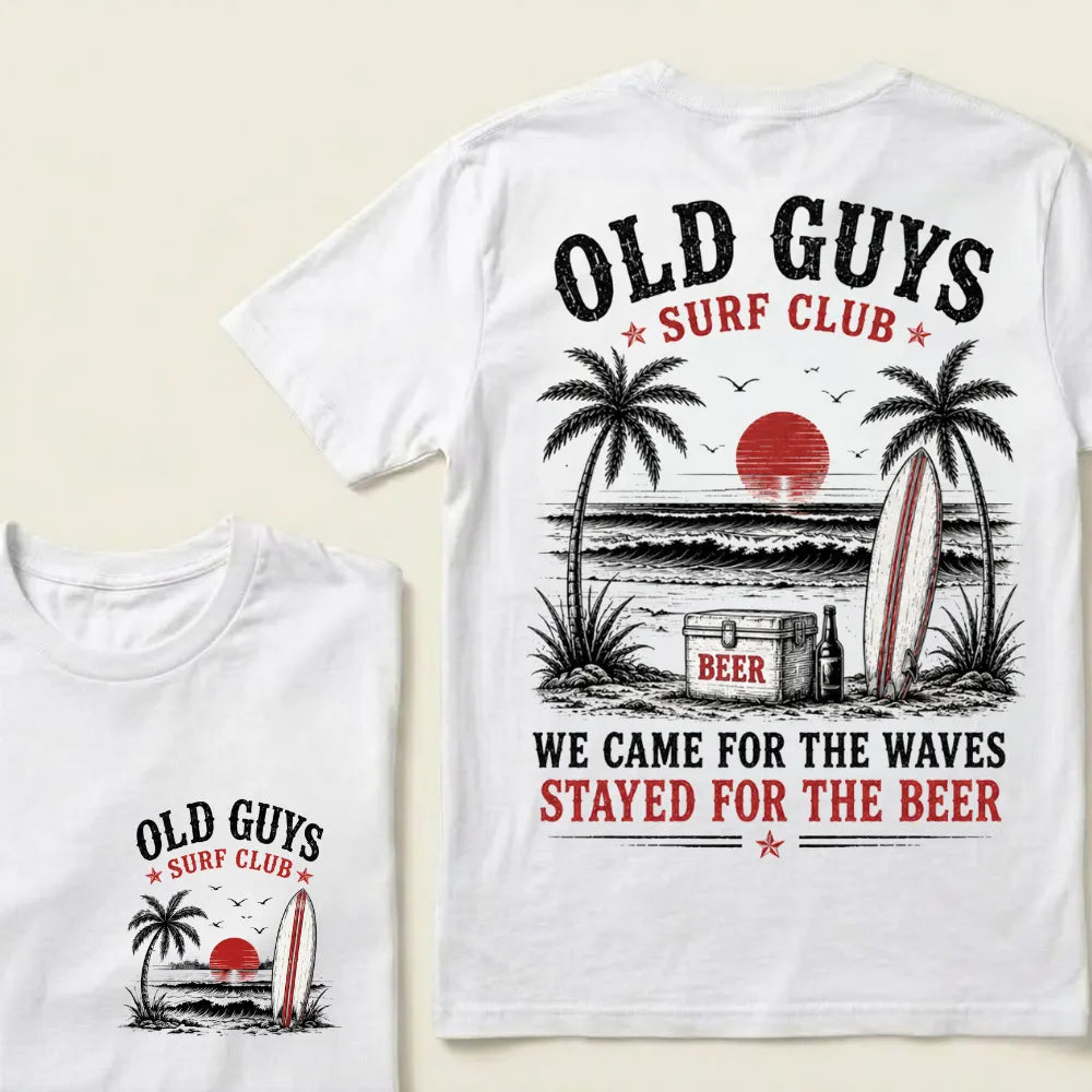 "Old Guys Surf Club" Vintage Beach Beer Casual Graphic T-Shirt