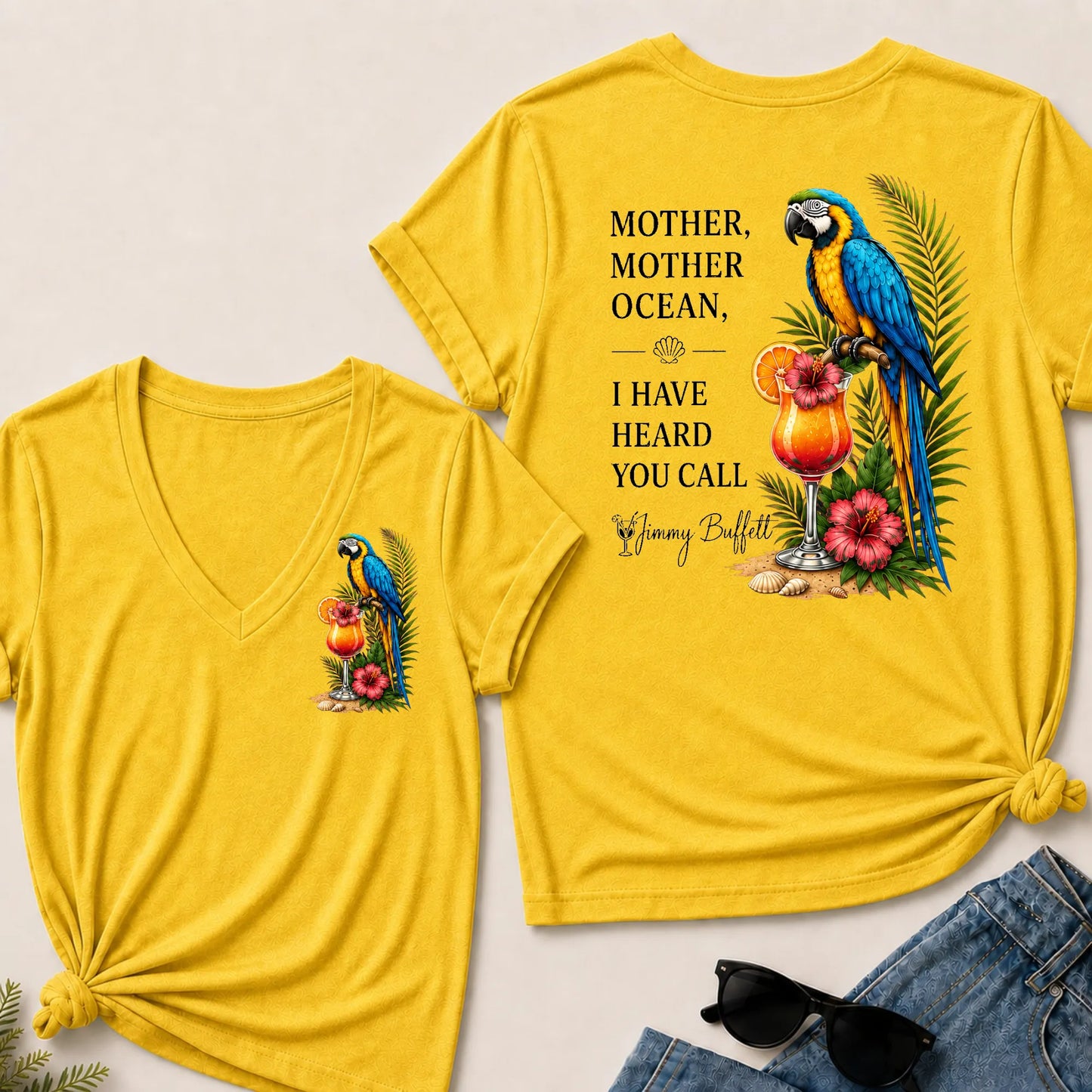 Mother Mother Ocean I Have Heard You Call Jimmy Buffett V-Neck T-Shirt