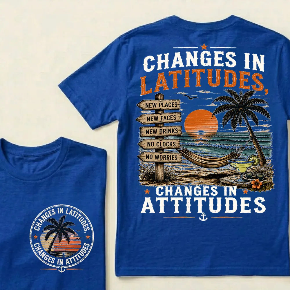 "Changes In Latitudes, Changes In Attitudes" Vintage Beach Crew Neck T-Shirt