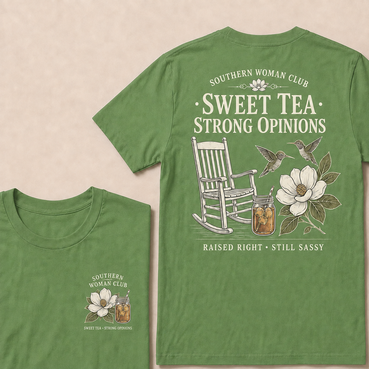 Southern Woman Club Sweet Tea Strong Opinions T-Shirt – Vintage Magnolia Graphic Tee For Southern Women