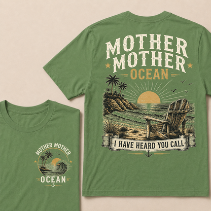 "Mother Mother Ocean — I Have Heard You Call" Vintage Beach Crew Neck T-Shirt | Classic Ocean Lover Unisex Tee
