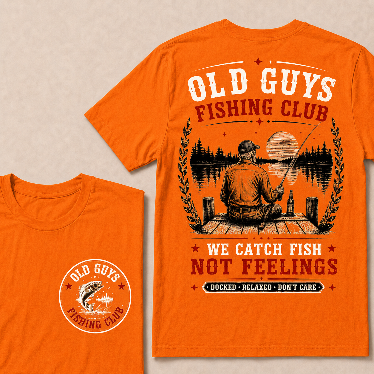 "Old Guys Fishing Club – We Catch Fish, Not Feelings" Crew Neck Tee