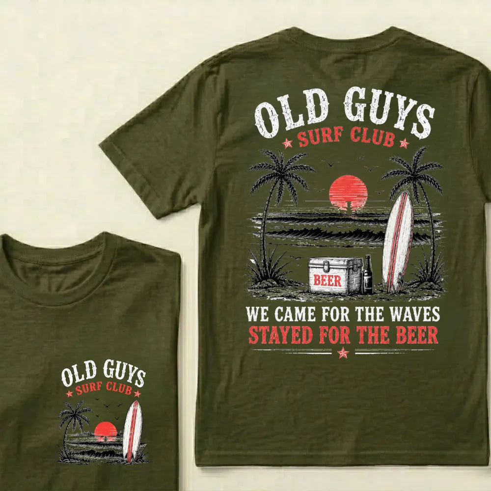 "Old Guys Surf Club" Vintage Beach Beer Casual Graphic T-Shirt