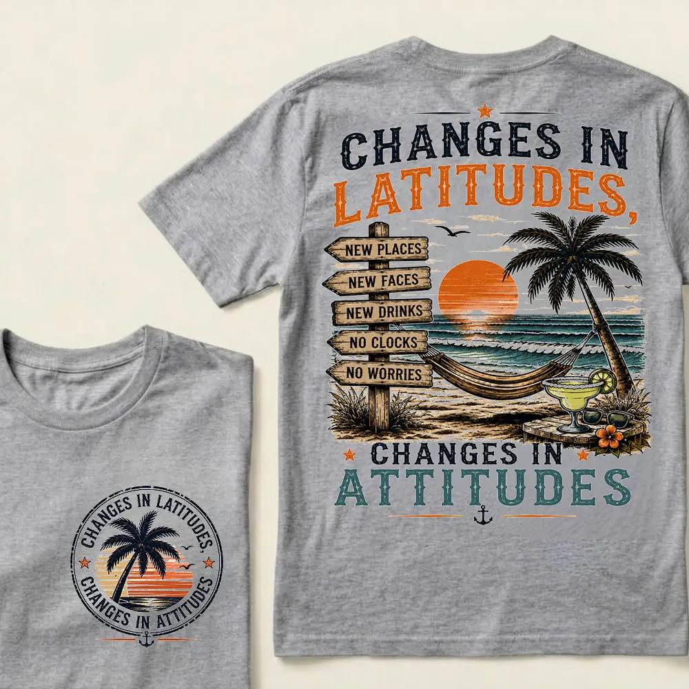 "Changes In Latitudes, Changes In Attitudes" Vintage Beach Crew Neck T-Shirt