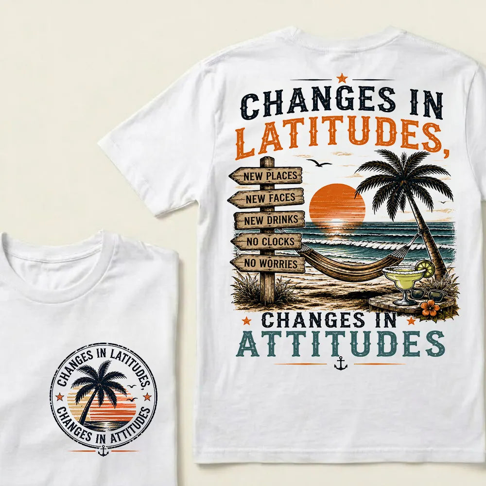 "Changes In Latitudes, Changes In Attitudes" Vintage Beach Crew Neck T-Shirt