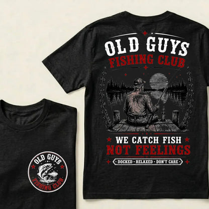 "Old Guys Fishing Club – We Catch Fish, Not Feelings" Crew Neck Tee