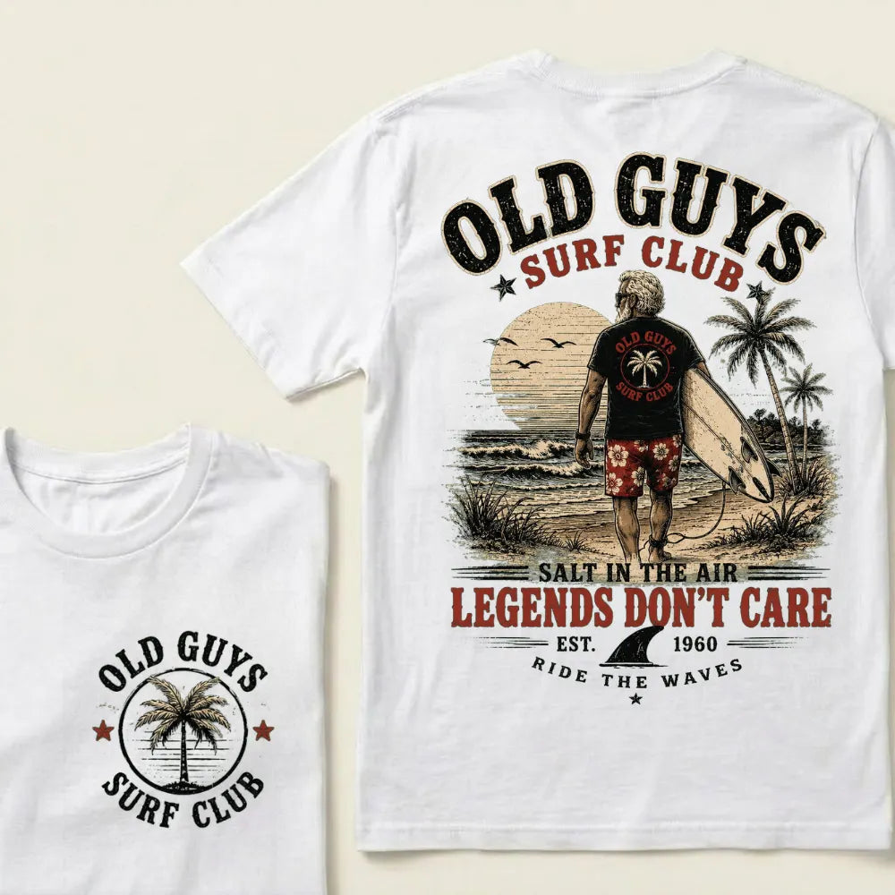 Custom EST.Year Vintage Beach "Old Guys Surf Club" Casual Graphic T-Shirt