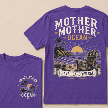 "Mother Mother Ocean — I Have Heard You Call" Vintage Beach Crew Neck T-Shirt | Classic Ocean Lover Unisex Tee