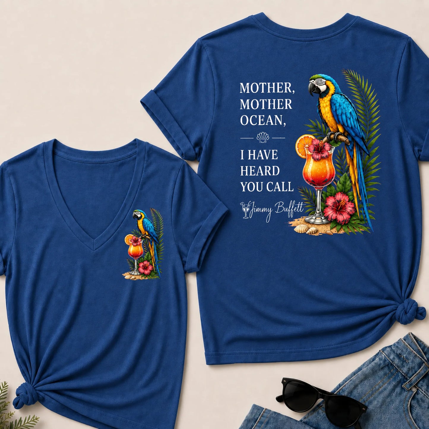 Mother Mother Ocean I Have Heard You Call Jimmy Buffett V-Neck T-Shirt