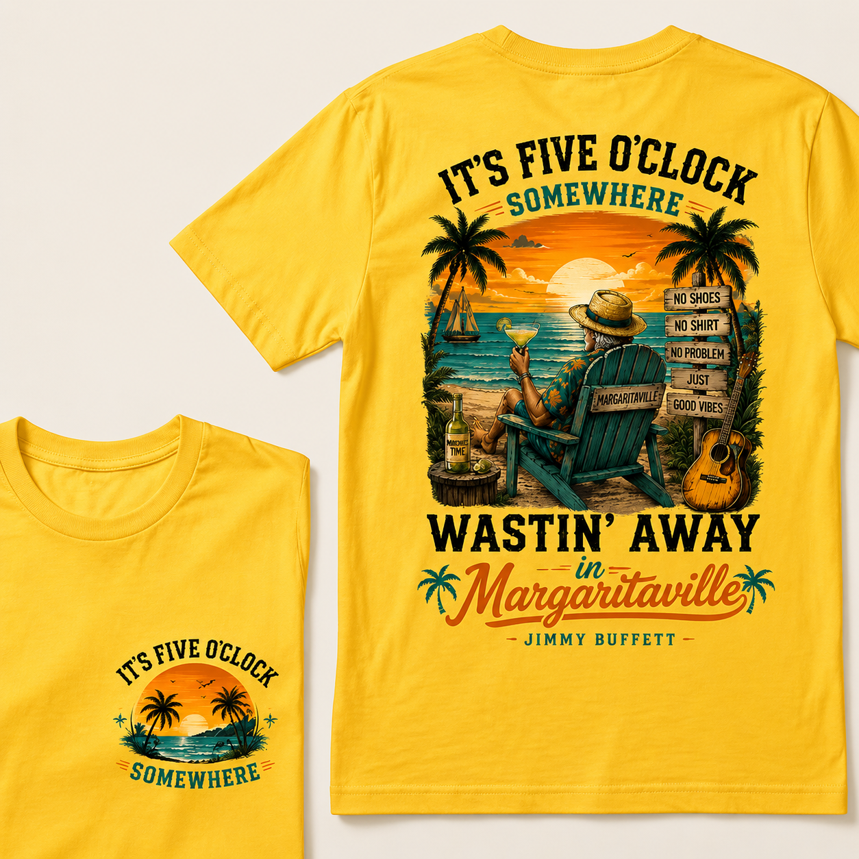 It's Five O'Clock Somewhere Wastin' Away in Margaritaville Vintage Beach Sunset T-Shirt T-shirt