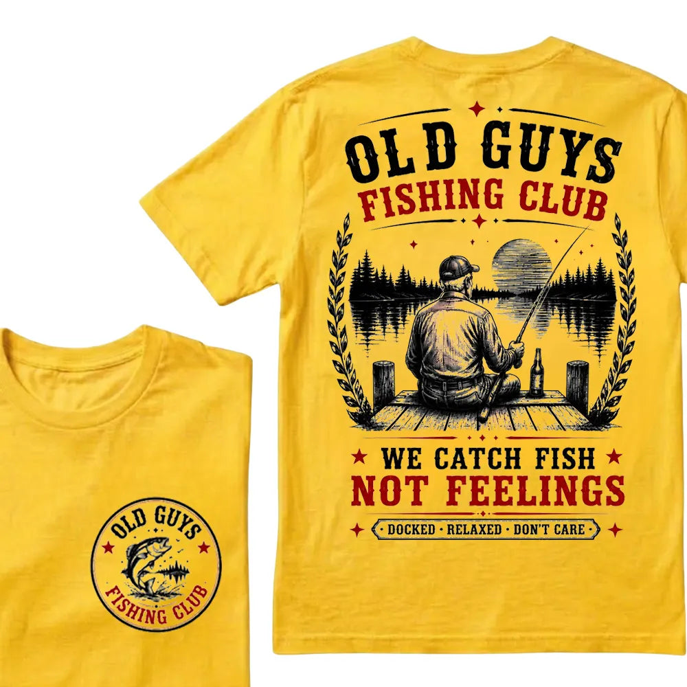 "Old Guys Fishing Club – We Catch Fish, Not Feelings" Crew Neck Tee