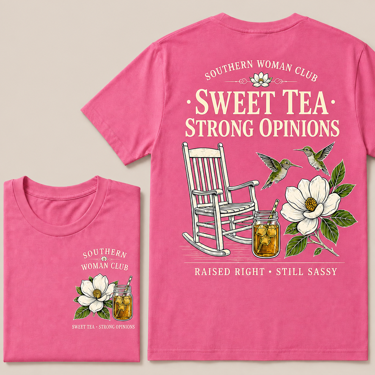 Southern Woman Club Sweet Tea Strong Opinions T-Shirt – Vintage Magnolia Graphic Tee For Southern Women