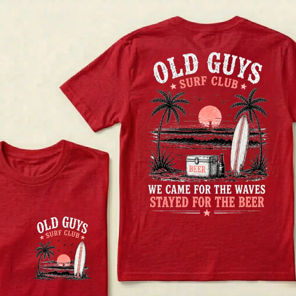 "Old Guys Surf Club" Vintage Beach Beer Casual Graphic T-Shirt