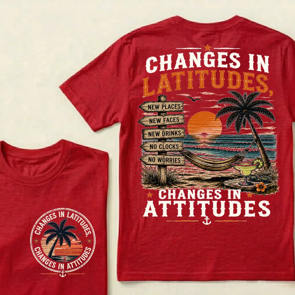 "Changes In Latitudes, Changes In Attitudes" Vintage Beach Crew Neck T-Shirt